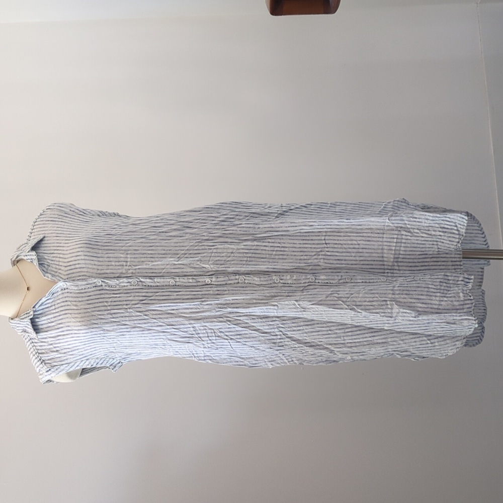 Thread & Supply Faded Blue and White Striped Button Down Shirt Dress